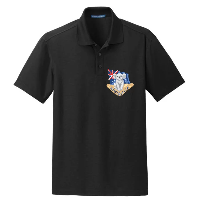 Australia Flag Koala Boomerang Dry Zone Grid Performance Polo