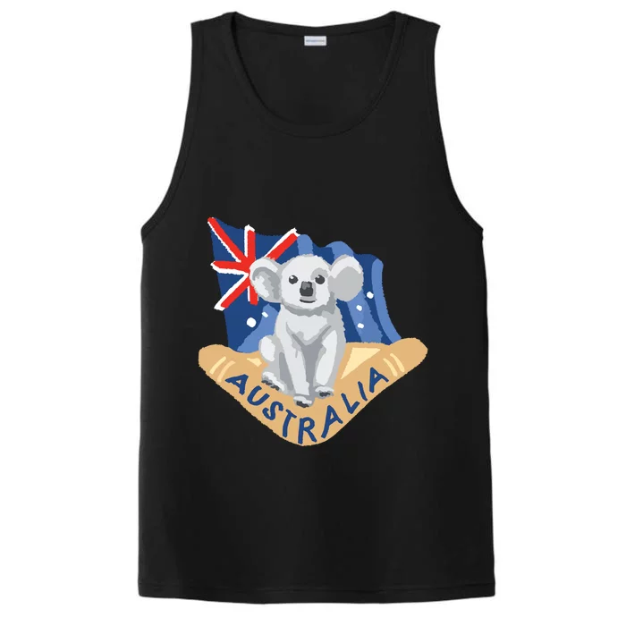 Australia Flag Koala Boomerang Performance Tank