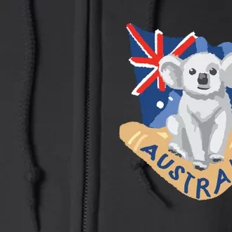 Australia Flag Koala Boomerang Full Zip Hoodie