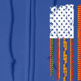 American Flag Kente African Cool Black History Month Gift Full Zip Hoodie