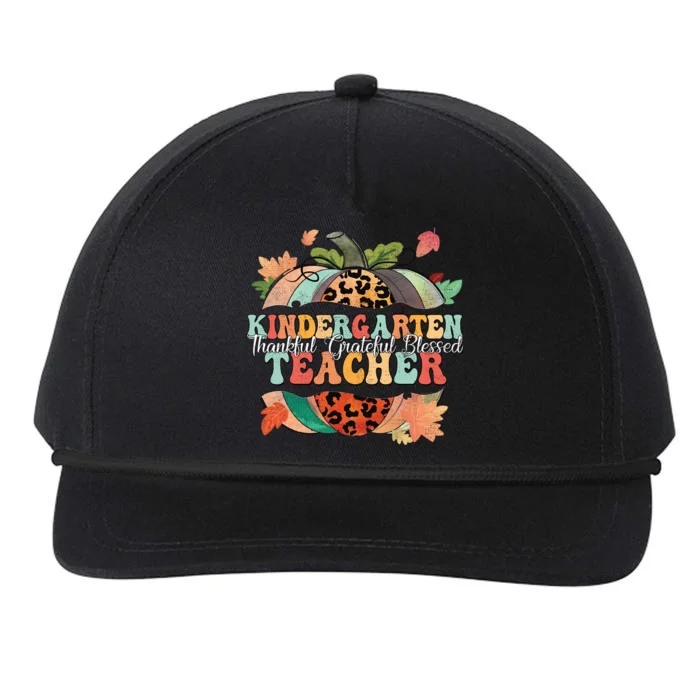 Autumn Fall Kindergarten Teacher Thankful Grateful Blessed Funny Gift Snapback Five-Panel Rope Hat