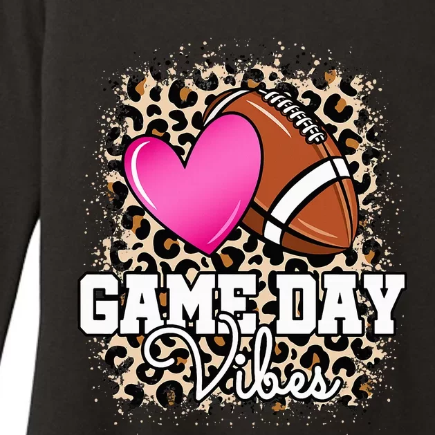 American Football Lover Game Day Leopard Cheetah Football Womens CVC Long Sleeve Shirt