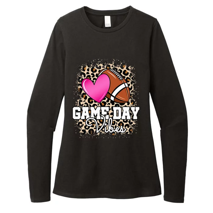 American Football Lover Game Day Leopard Cheetah Football Womens CVC Long Sleeve Shirt