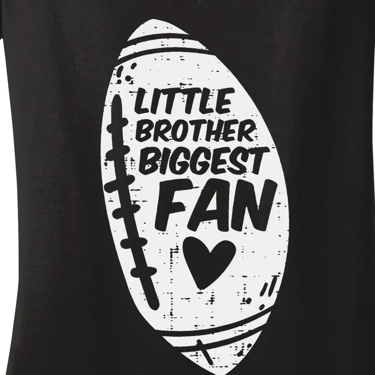 American Football Little Brother Biggest Fan Family Women's V-Neck T-Shirt