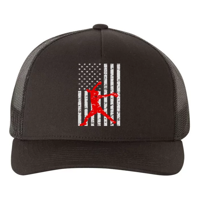 American Flag Love Softball Fastpitch Pitcher Gifts Yupoong Adult 5-Panel Trucker Hat