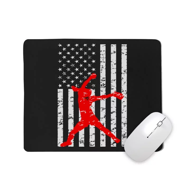 American Flag Love Softball Fastpitch Pitcher Gifts Mousepad