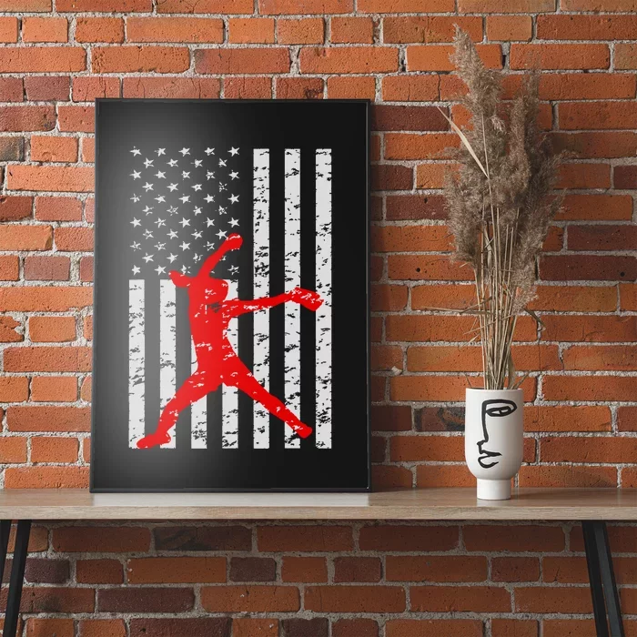 American Flag Love Softball Fastpitch Pitcher Gifts Poster