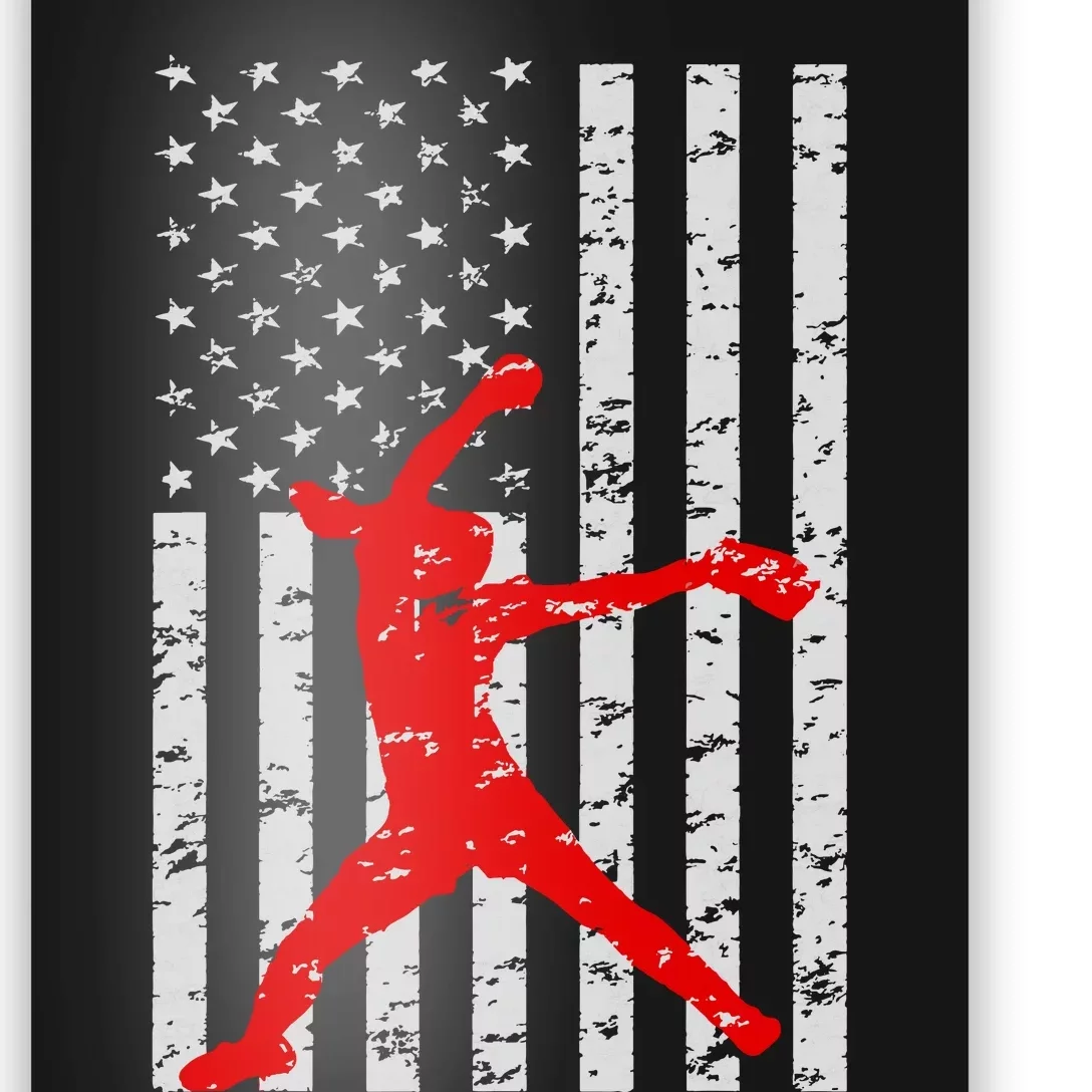 American Flag Love Softball Fastpitch Pitcher Gifts Poster