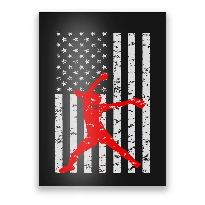 American Flag Love Softball Fastpitch Pitcher Gifts Poster