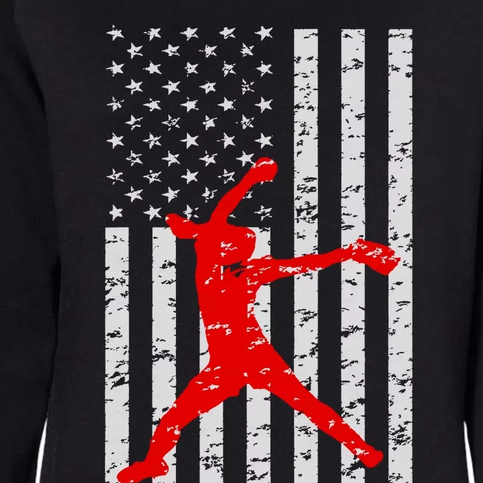 American Flag Love Softball Fastpitch Pitcher Gifts Womens California Wash Sweatshirt