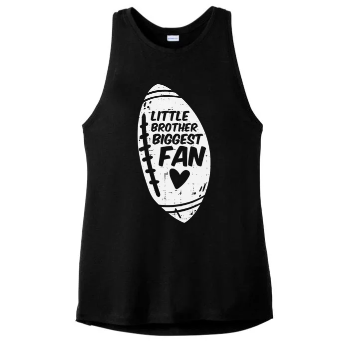 American Football Little Brother Biggest Fan Family Ladies Tri-Blend Wicking Tank