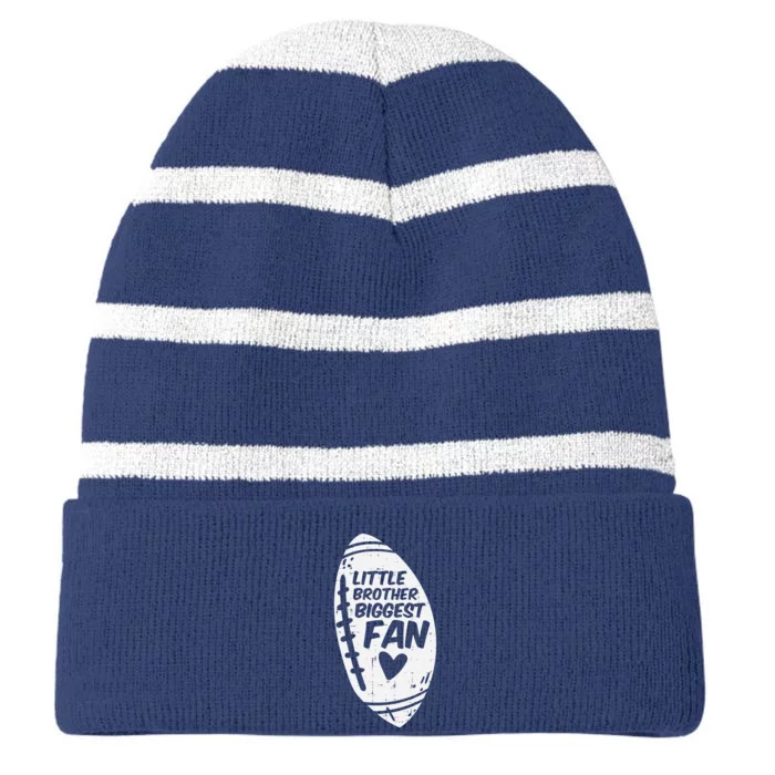 American Football Little Brother Biggest Fan Family Striped Beanie with Solid Band