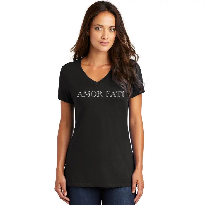 Amor Fati Love Your Fate Stoic Inspirational Latin Women's V-Neck T-Shirt