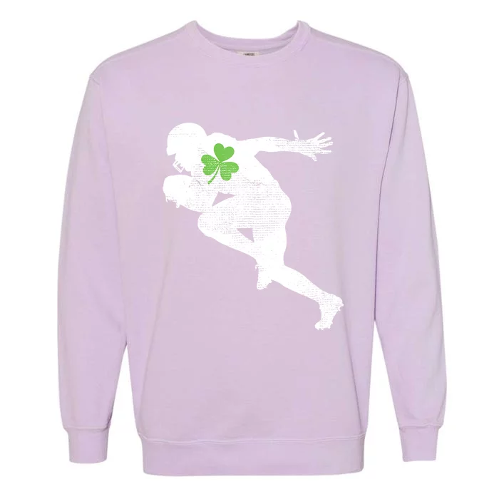 American Football Lovers Green Shamrock Leaf St Patricks Day Garment-Dyed Sweatshirt