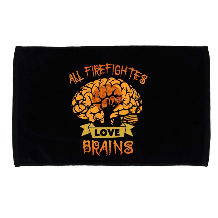 All Firefighters Love Brains Scary Halloween Night Costume Cute Gift Microfiber Hand Towel