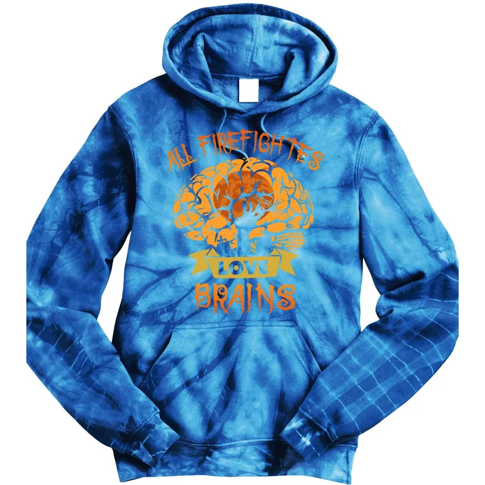 All Firefighters Love Brains Scary Halloween Night Costume Cute Gift Tie Dye Hoodie