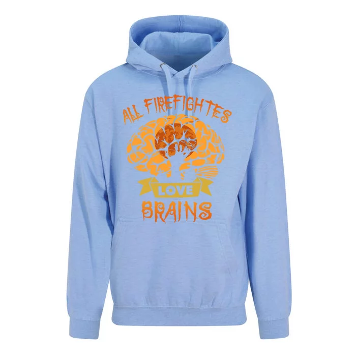 All Firefighters Love Brains Scary Halloween Night Costume Cute Gift Unisex Surf Hoodie