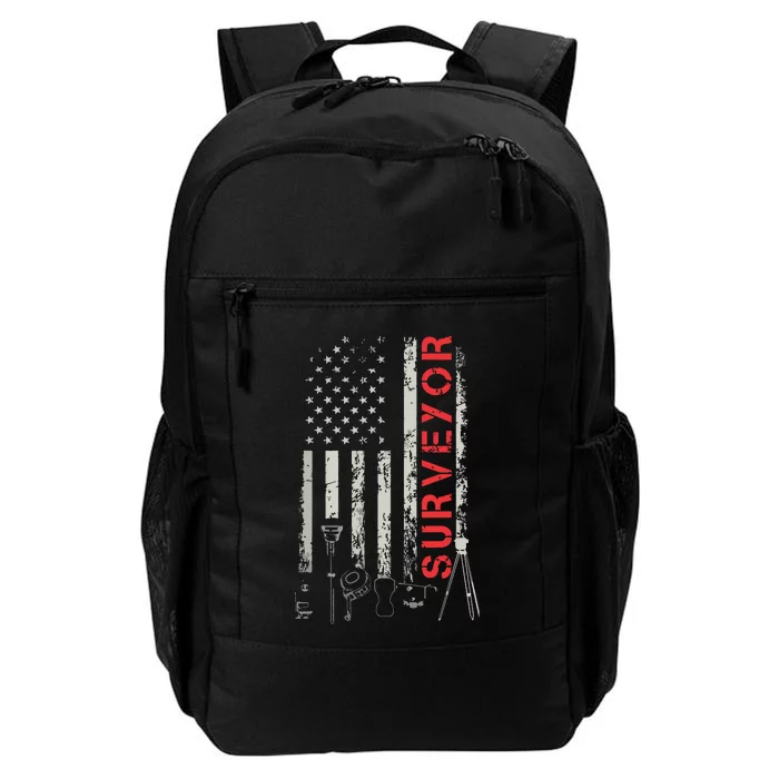 American Flag Land Surveyor Surveying Puns Engineer Daily Commute Backpack