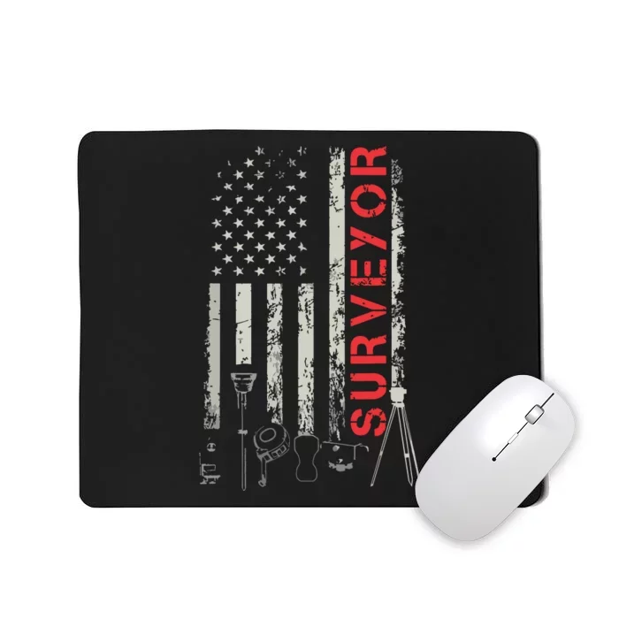 American Flag Land Surveyor Surveying Puns Engineer Mousepad