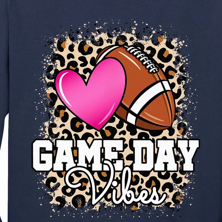 American Football Lover Game Day Leopard Cheetah Football Tall Long Sleeve T-Shirt