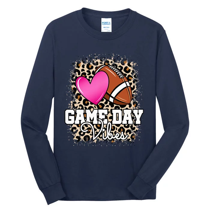 American Football Lover Game Day Leopard Cheetah Football Tall Long Sleeve T-Shirt