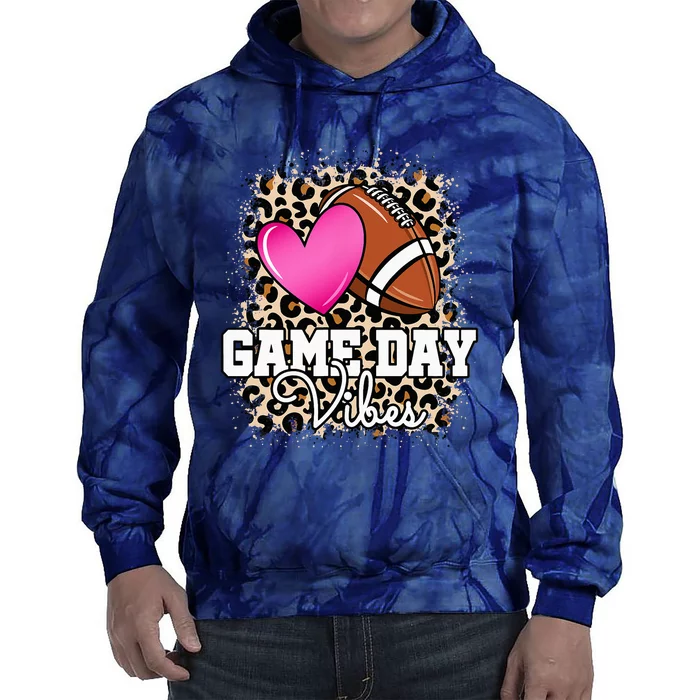 American Football Lover Game Day Leopard Cheetah Football Tie Dye Hoodie