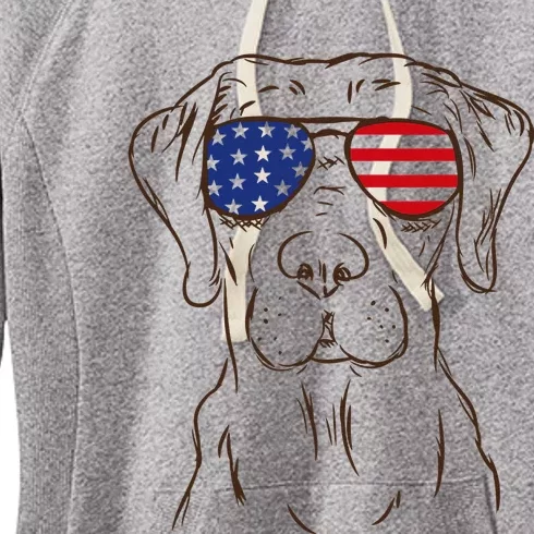 American Flag Labrador Retriever Patriotic 4th Of July Gifts Women's Fleece Hoodie