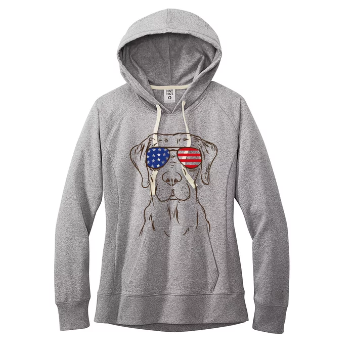 American Flag Labrador Retriever Patriotic 4th Of July Gifts Women's Fleece Hoodie