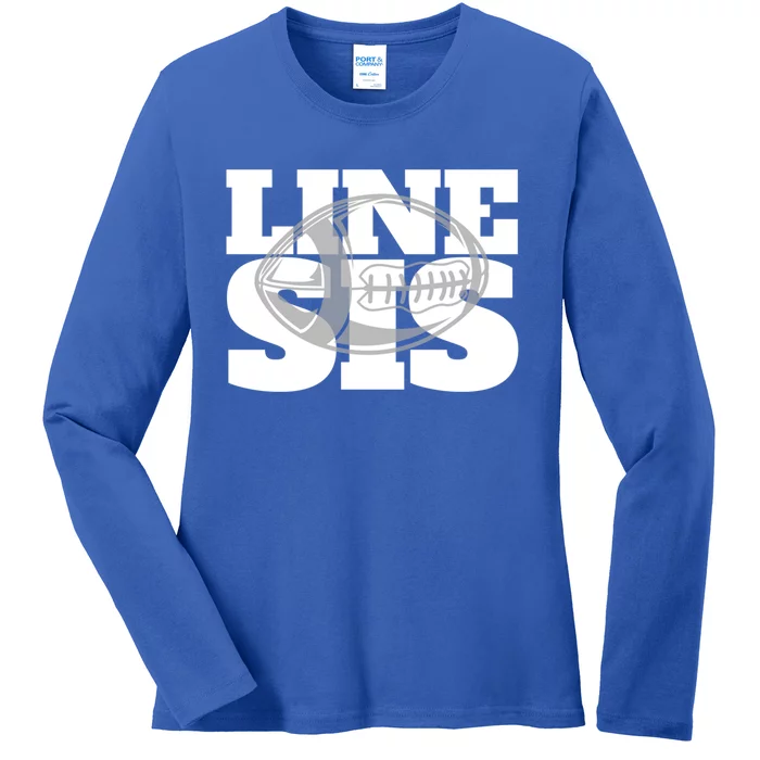 American Football Line Sis Player Support Gift Ladies Long Sleeve Shirt