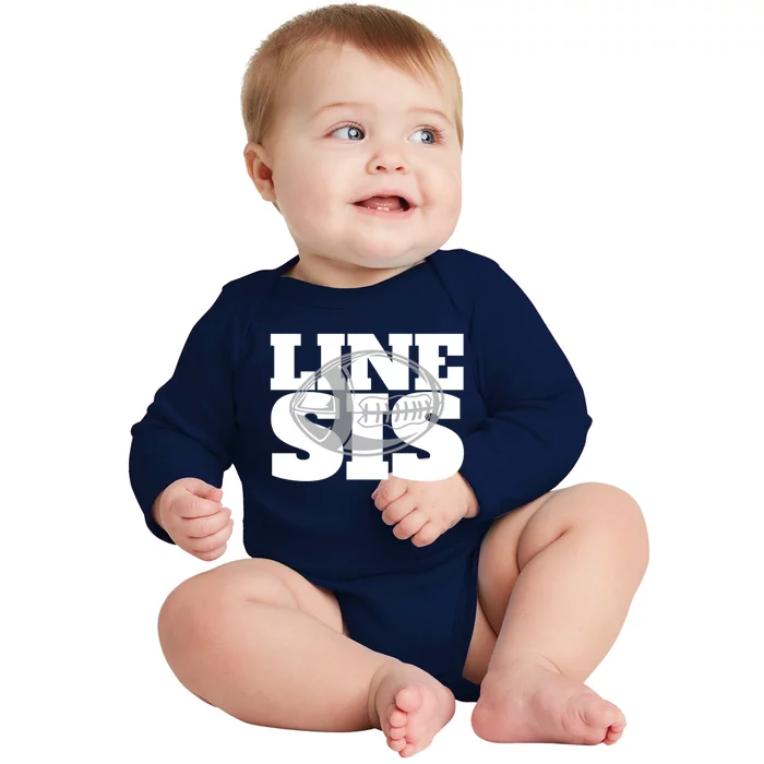 American Football Line Sis Player Support Gift Baby Long Sleeve Bodysuit