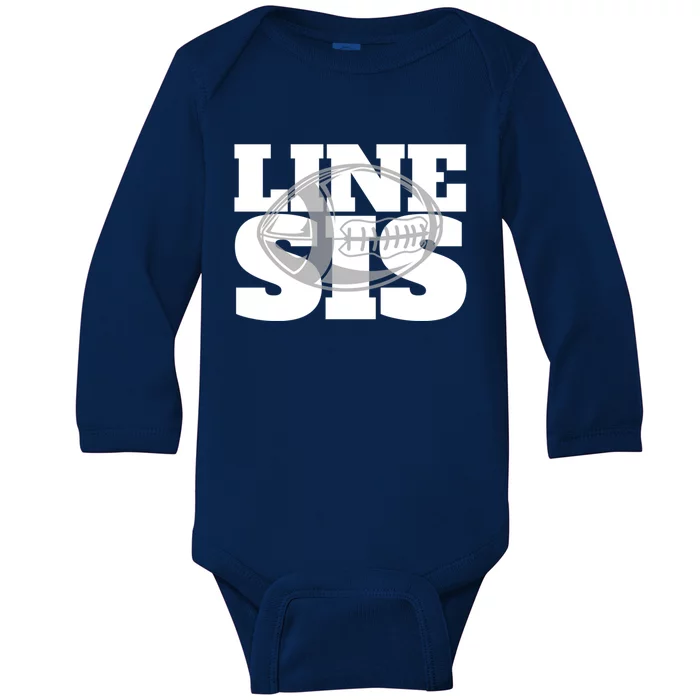 American Football Line Sis Player Support Gift Baby Long Sleeve Bodysuit