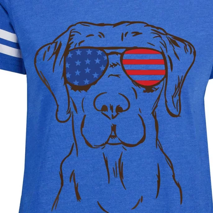 American Flag Labrador Retriever Patriotic 4th Of July Gifts Enza Ladies Jersey Football T-Shirt