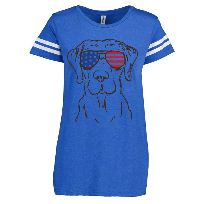 American Flag Labrador Retriever Patriotic 4th Of July Gifts Enza Ladies Jersey Football T-Shirt