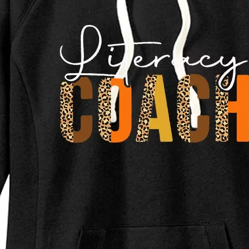 Autumn Fall Literacy Coach Thanksgiving Leopard Squad Women's Fleece Hoodie