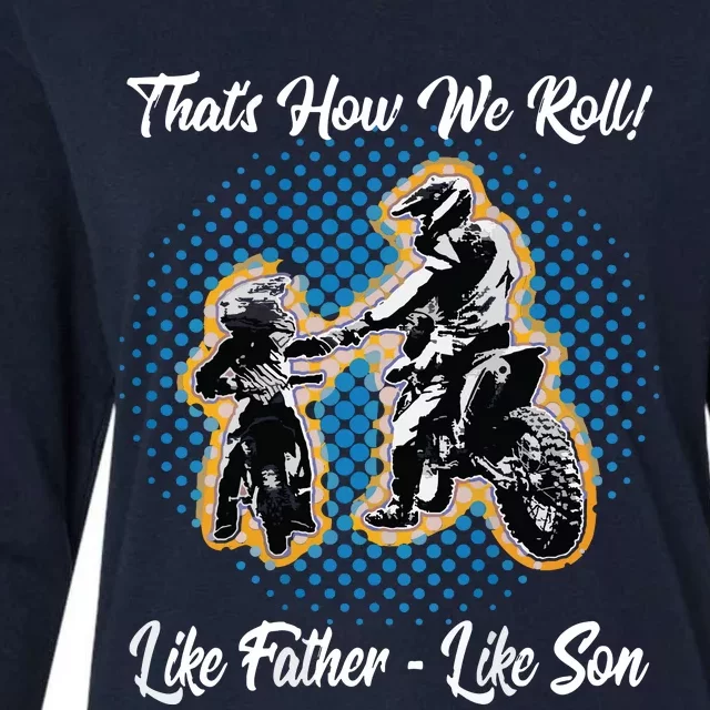 Awesome Father Like Son Dirt Bike Motocross Motorbike Womens Cotton Relaxed Long Sleeve T-Shirt