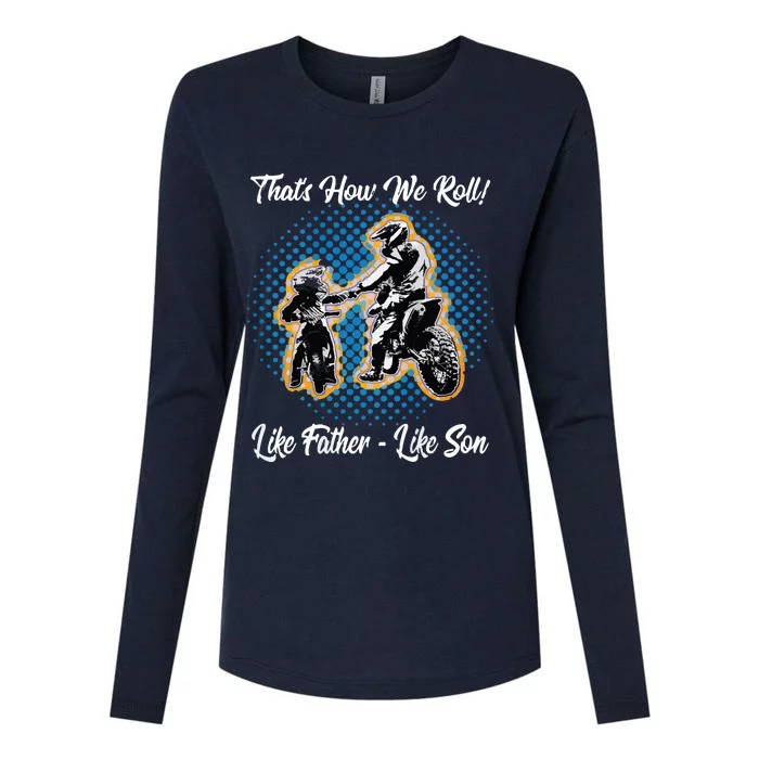 Awesome Father Like Son Dirt Bike Motocross Motorbike Womens Cotton Relaxed Long Sleeve T-Shirt