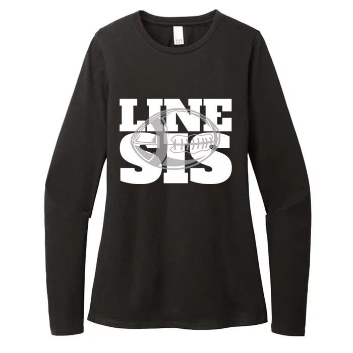 American Football Line Sis Player Support Funny Gift Womens CVC Long Sleeve Shirt