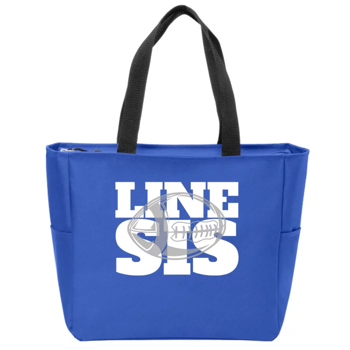 American Football Line Sis Player Support Funny Gift Zip Tote Bag