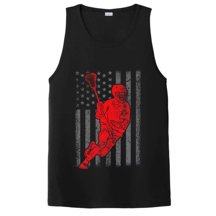 American Flag Lacrosse Usa Sport Performance Tank