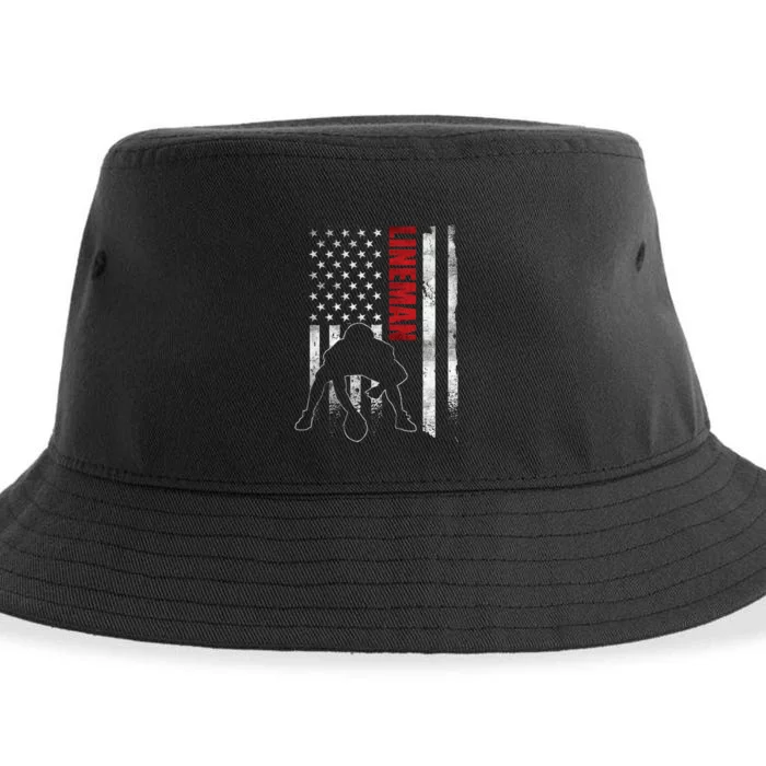 American Football Lineman Offensive Player Apparel Us Flag Sustainable Bucket Hat