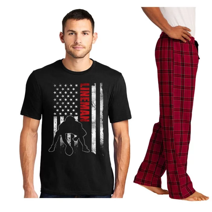 American Football Lineman Offensive Player Apparel Us Flag Pajama Set