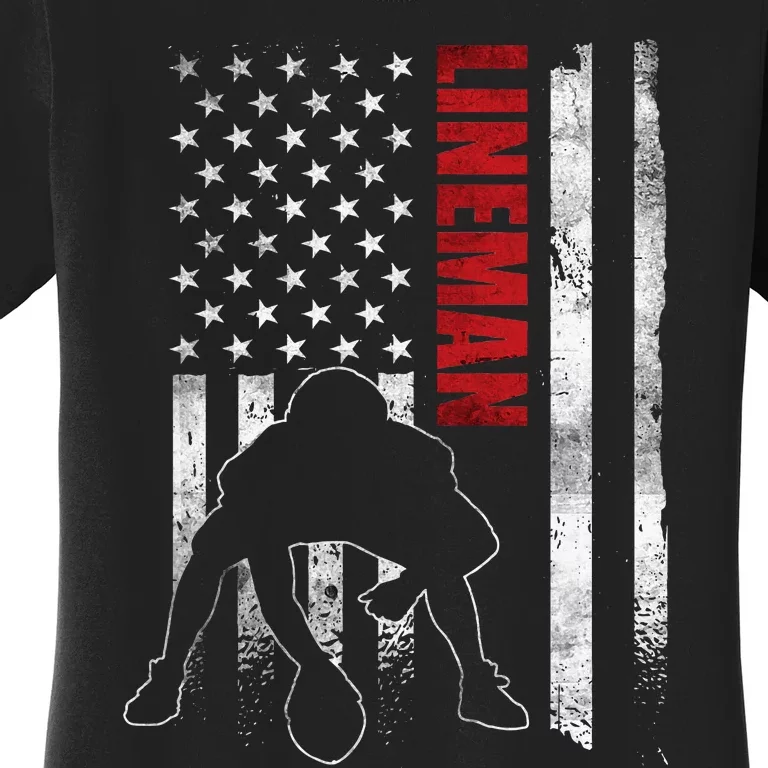 American Football Lineman Offensive Player Apparel Us Flag Women's T-Shirt