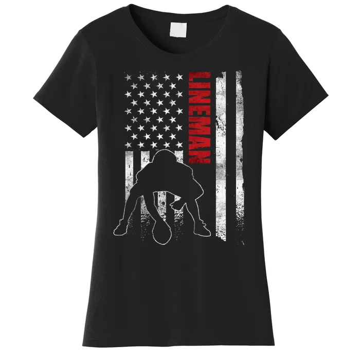 American Football Lineman Offensive Player Apparel Us Flag Women's T-Shirt