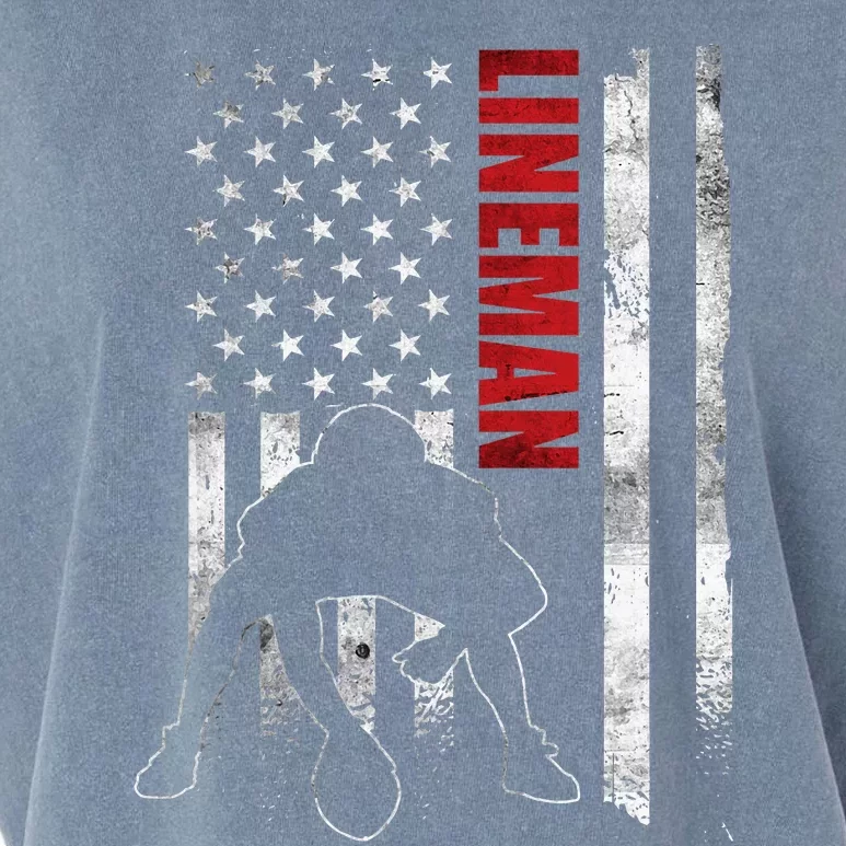 American Football Lineman Offensive Player Apparel Us Flag Garment-Dyed Women's Muscle Tee