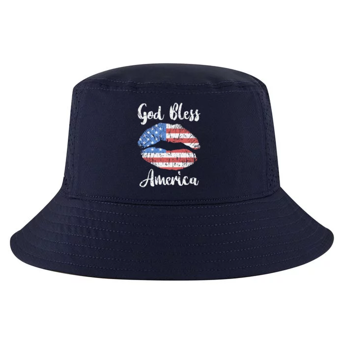 American Flag Lips God Bless America Great Gift Cool Comfort Performance Bucket Hat