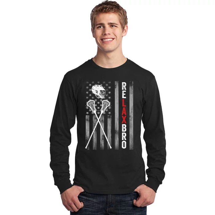 American Flag Lax Helmet Sticks Lacrosse Tall Long Sleeve T-Shirt