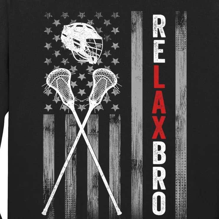 American Flag Lax Helmet Sticks Lacrosse Tall Long Sleeve T-Shirt