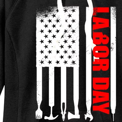 American Flag Labor Day Meaningful Gift Women's Fleece Hoodie