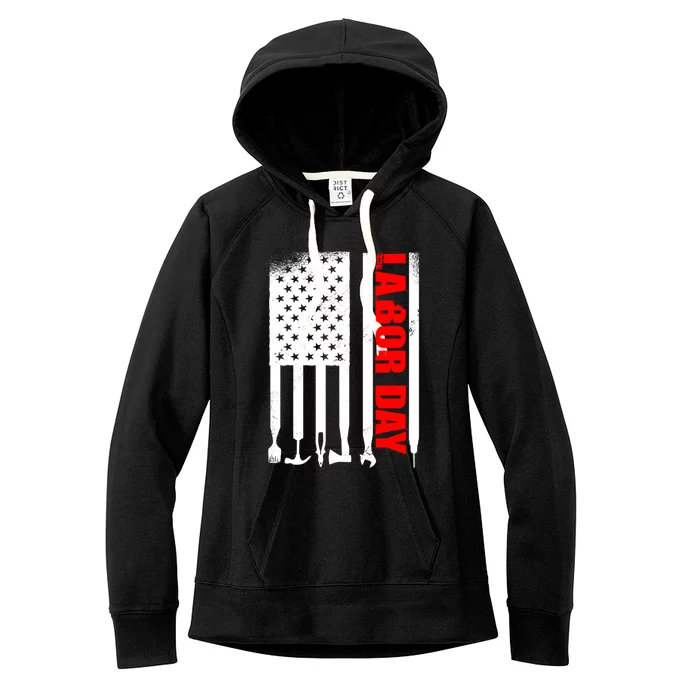 American Flag Labor Day Meaningful Gift Women's Fleece Hoodie