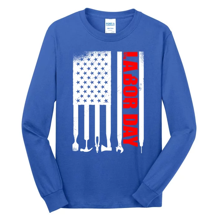 American Flag Labor Day Meaningful Gift Tall Long Sleeve T-Shirt